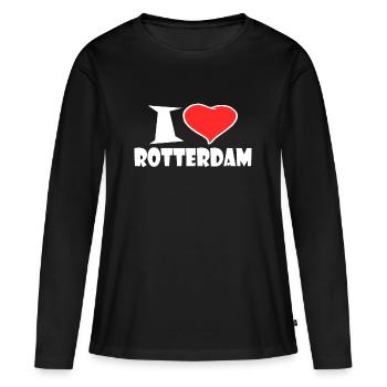 Rotterdam - T-shirt manches longues Premium bio Femme - noir - Devant - Julia (174cm)