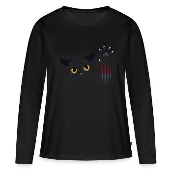 Chat noir - T-shirt manches longues Premium bio Femme - noir - Devant - Julia (174cm)