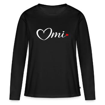 OmI Herzschrift mit rotem Akzent - Frauen Premium Bio Langarmshirt - Schwarz - Vorne - Julia (174cm)