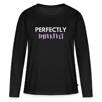 Perfectly Imperfect lettering - Women's Premium Organic Long Sleeve Shirt - black - Front - Julia (174cm)