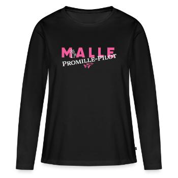 MALLE Promille-Pilot - Frauen Premium Bio Langarmshirt - Schwarz - Vorne - Julia (174cm)