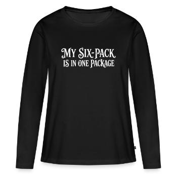 Mein Sixpack ist in einem Paket – Funny Fitness - Frauen Premium Bio Langarmshirt - Schwarz - Vorne - Julia (174cm)