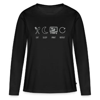Mange, Dors, Imprime, Répète Imprime 3D Maker - T-shirt manches longues Premium bio Femme - noir - Devant - Julia (174cm)