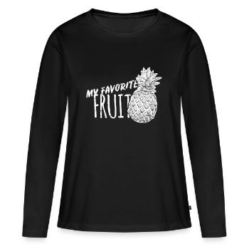 Ananas - T-shirt manches longues Premium bio Femme - noir - Devant - Julia (174cm)