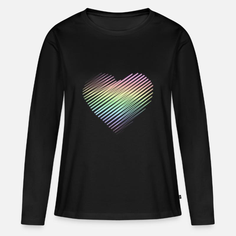 Regenbogenherz - Frauen Premium Bio Langarmshirt - Schwarz