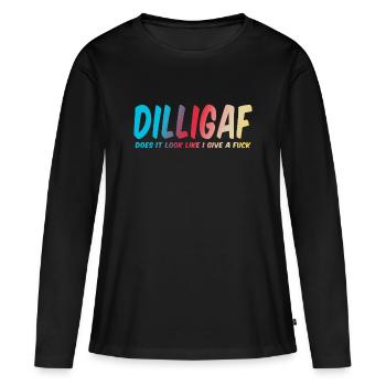 DILLIGAF sieht es so aus, als würde ich ficken - Frauen Premium Bio Langarmshirt - Schwarz - Vorne - Julia (174cm)
