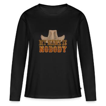Mon nom est Personne | Cadeau cavalier western - T-shirt manches longues Premium bio Femme - noir - Devant - Julia (174cm)