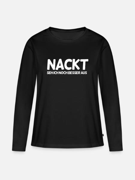 Lustiger Spruch - Frauen Premium Bio Langarmshirt - Schwarz