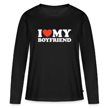 J’aime ma chemise coeur de petit ami - T-shirt manches longues Premium bio Femme - noir - Devant - Julia (174cm)