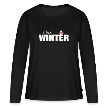 J’adore l’hiver - T-shirt manches longues Premium bio Femme - noir - Devant - Julia (174cm)