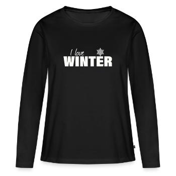 J’adore l’hiver - T-shirt manches longues Premium bio Femme - noir - Devant - Julia (174cm)