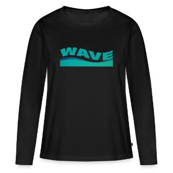 WAVE - Frauen Premium Bio Langarmshirt - Schwarz - Vorne - Julia (174cm)