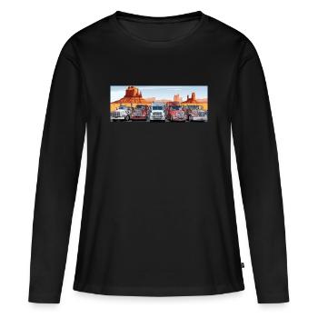 Camionneurs sur l’autoroute - T-shirt manches longues Premium bio Femme - noir - Devant - Julia (174cm)