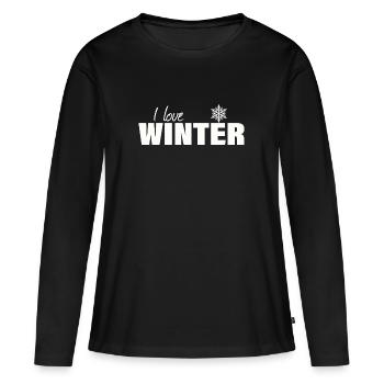 J’adore l’hiver - T-shirt manches longues Premium bio Femme - noir - Devant - Julia (174cm)