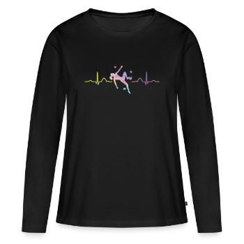 Boulderer Herzschlag Boulder Bouldern - Frauen Premium Bio Langarmshirt - Schwarz - Vorne - Julia (174cm)