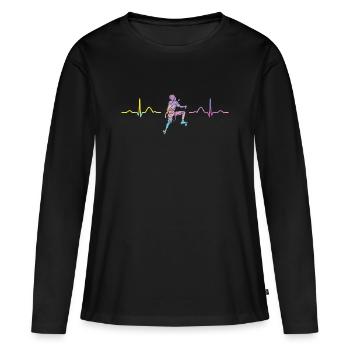 Boulderer Herzschlag Boulder Bouldern - Frauen Premium Bio Langarmshirt - Schwarz - Vorne - Julia (174cm)