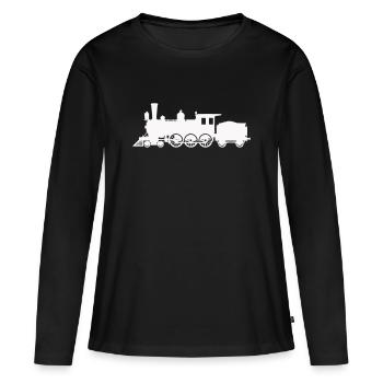 Dampflok Silhouette - Frauen Premium Bio Langarmshirt - Schwarz - Vorne - Julia (174cm)