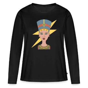 Nefertiti graphic female power - Women's Premium Organic Long Sleeve Shirt - black - Front - Julia (174cm)