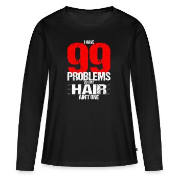 99 problèmes chauve chauve tête chauve cadeau - T-shirt manches longues Premium bio Femme - noir - Devant - Julia (174cm)