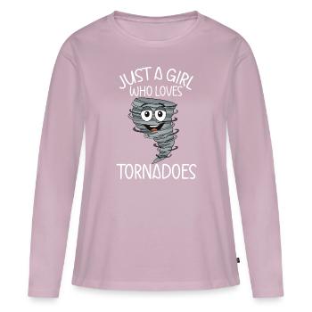 Tornade - T-shirt manches longues Premium bio Femme - rose poudré - Devant - Julia (174cm)