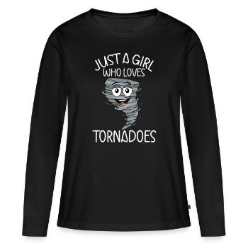 Tornade - T-shirt manches longues Premium bio Femme - noir - Devant - Julia (174cm)