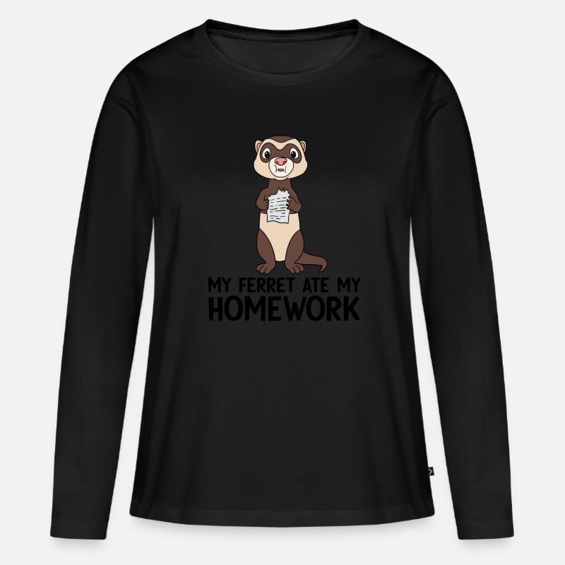Frettchen - Frauen Premium Bio Langarmshirt - Schwarz