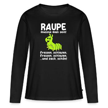 Raupe - Frauen Premium Bio Langarmshirt - Schwarz - Vorne - Julia (174cm)