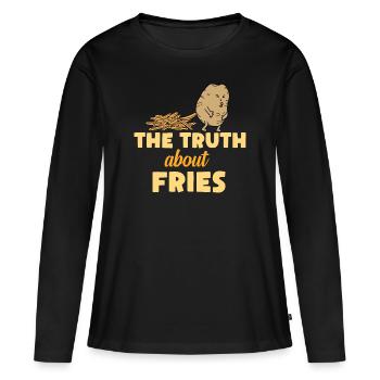 Pommes - Frauen Premium Bio Langarmshirt - Schwarz - Vorne - Julia (174cm)