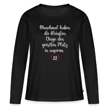 Kleine Dinge haben den größten Platz im Herzen - Frauen Premium Bio Langarmshirt - Schwarz - Vorne - Julia (174cm)