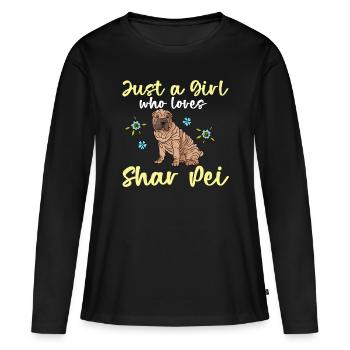 Chinese Shar Pei - Frauen Premium Bio Langarmshirt - Schwarz - Vorne - Julia (174cm)