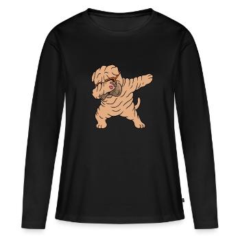 Chinese Shar Pei - Frauen Premium Bio Langarmshirt - Schwarz - Vorne - Julia (174cm)