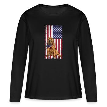Chinese Shar Pei - Frauen Premium Bio Langarmshirt - Schwarz - Vorne - Julia (174cm)