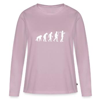 Évolution de la hache - T-shirt manches longues Premium bio Femme - rose poudré - Devant - Julia (174cm)