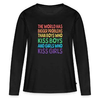 Le monde a de plus gros problèmes - T-shirt manches longues Premium bio Femme - noir - Devant - Julia (174cm)
