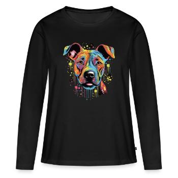 American Stafford Dog Gift Dicton - T-shirt manches longues Premium bio Femme - noir - Devant - Julia (174cm)