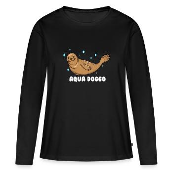Aqua Doggo - T-shirt manches longues Premium bio Femme - noir - Devant - Julia (174cm)