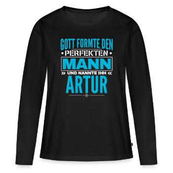 Artur Name Design - Frauen Premium Bio Langarmshirt - Schwarz - Vorne - Julia (174cm)