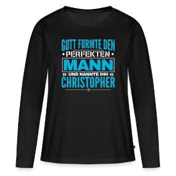 Christopher Name Design - Frauen Premium Bio Langarmshirt - Schwarz - Vorne - Julia (174cm)