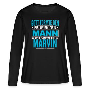 Marvin Name Design - Frauen Premium Bio Langarmshirt - Schwarz - Vorne - Julia (174cm)