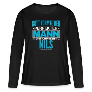 Nils Name Design - Frauen Premium Bio Langarmshirt - Schwarz - Vorne - Julia (174cm)
