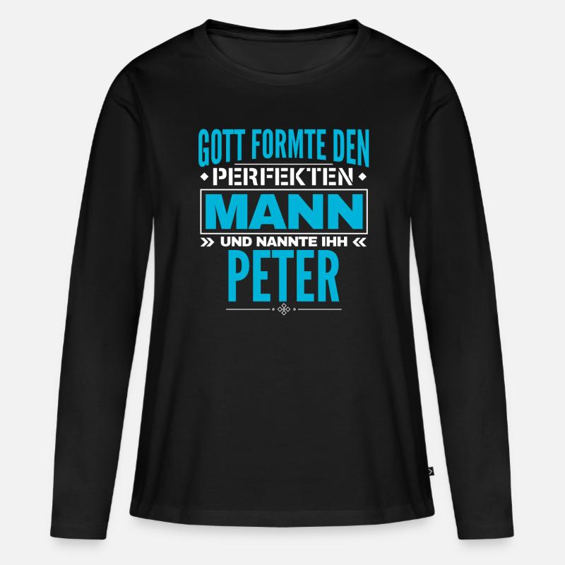 Peter Name Design - Frauen Premium Bio Langarmshirt - Schwarz