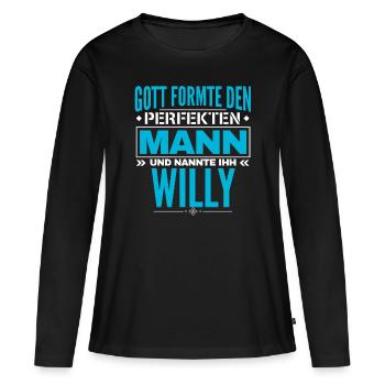 Willy Name Design - Frauen Premium Bio Langarmshirt - Schwarz - Vorne - Julia (174cm)