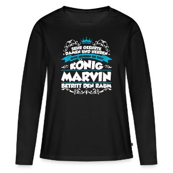 Marvin Name Design - Frauen Premium Bio Langarmshirt - Schwarz - Vorne - Julia (174cm)