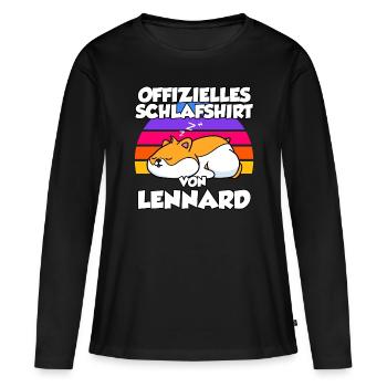 Offizielles Schlafshirt Von Lennard - Frauen Premium Bio Langarmshirt - Schwarz - Vorne - Julia (174cm)