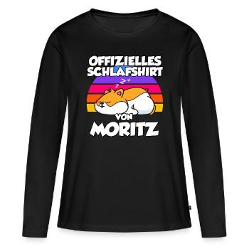 Offizielles Schlafshirt Von Moritz - Frauen Premium Bio Langarmshirt - Schwarz - Vorne - Julia (174cm)