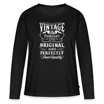 Vintage Made In 1920 Année de naissance Février 1920 - T-shirt manches longues Premium bio Femme - noir - Devant - Julia (174cm)
