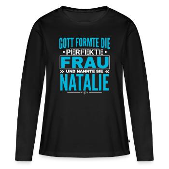 Conception du nom de Natalie - T-shirt manches longues Premium bio Femme - noir - Devant - Julia (174cm)