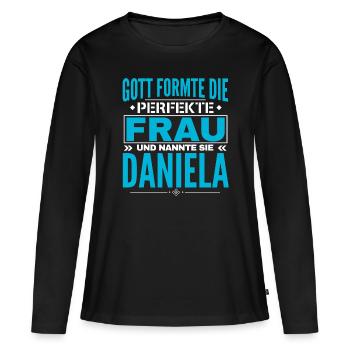 Daniela Name Design - Frauen Premium Bio Langarmshirt - Schwarz - Vorne - Julia (174cm)