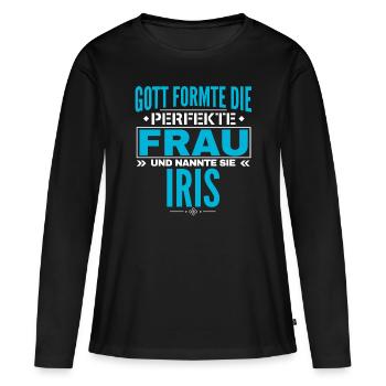 Conception du nom de l’iris - T-shirt manches longues Premium bio Femme - noir - Devant - Julia (174cm)