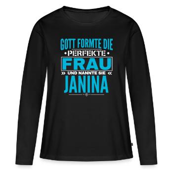 Janina Name Design - Women's Premium Organic Long Sleeve Shirt - black - Front - Julia (174cm)
